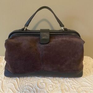 Andrea Vintage Blue Suede Leather Satchel Handbag